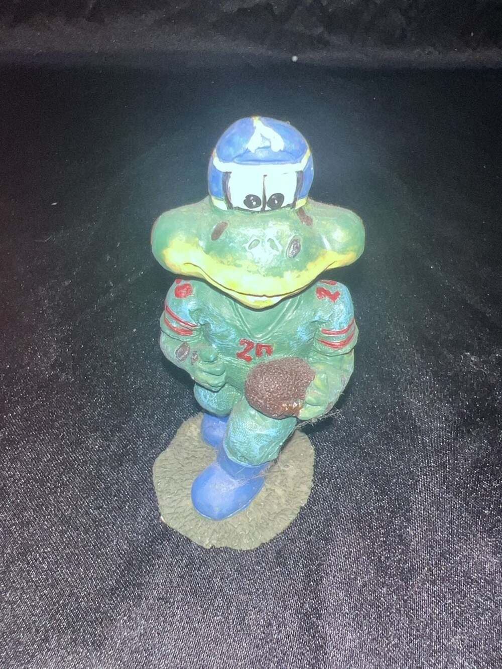 Vintage Football Playing Frog Resin Figurine